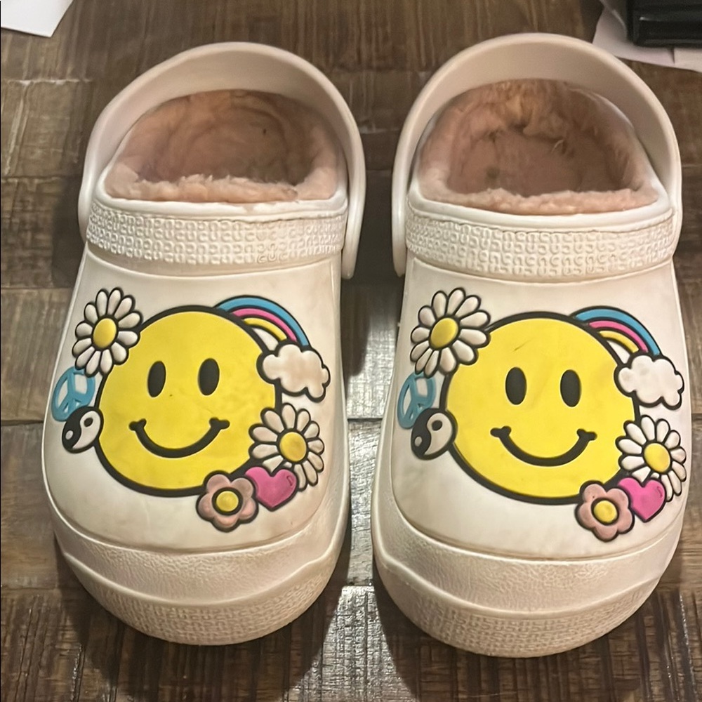 Kids Cream and Yellow Smiley Face Shoes